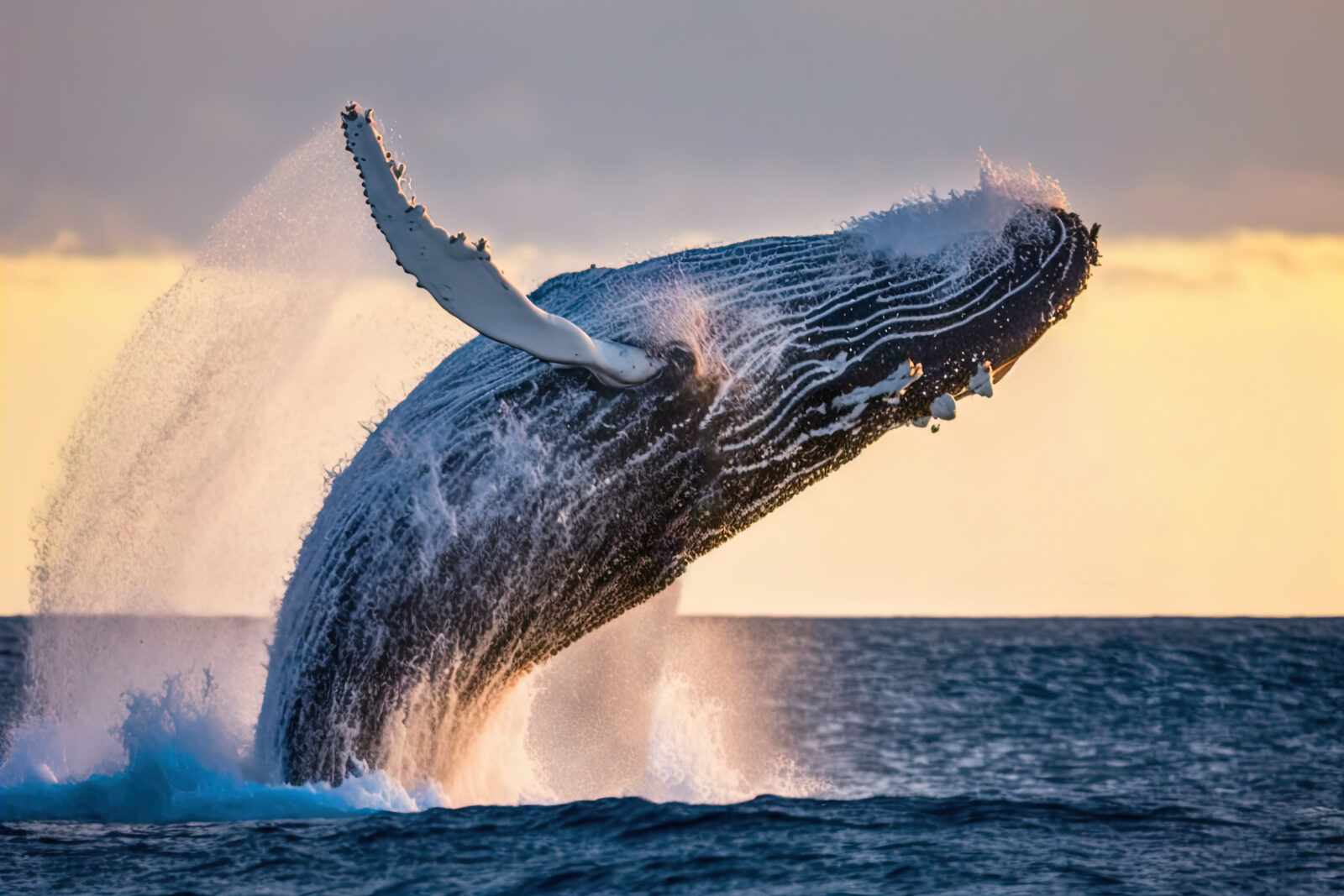A whale breaching water.