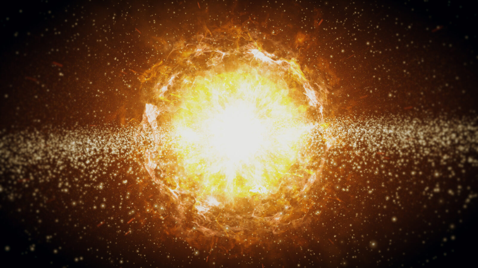 The birth of the solar system in space, a big bang 3d illustration