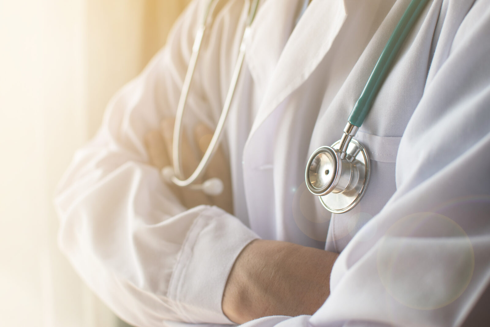 Medical doctor or physician staff in white gown uniform with stethoscope in hospital or clinic service, healthcare concept.