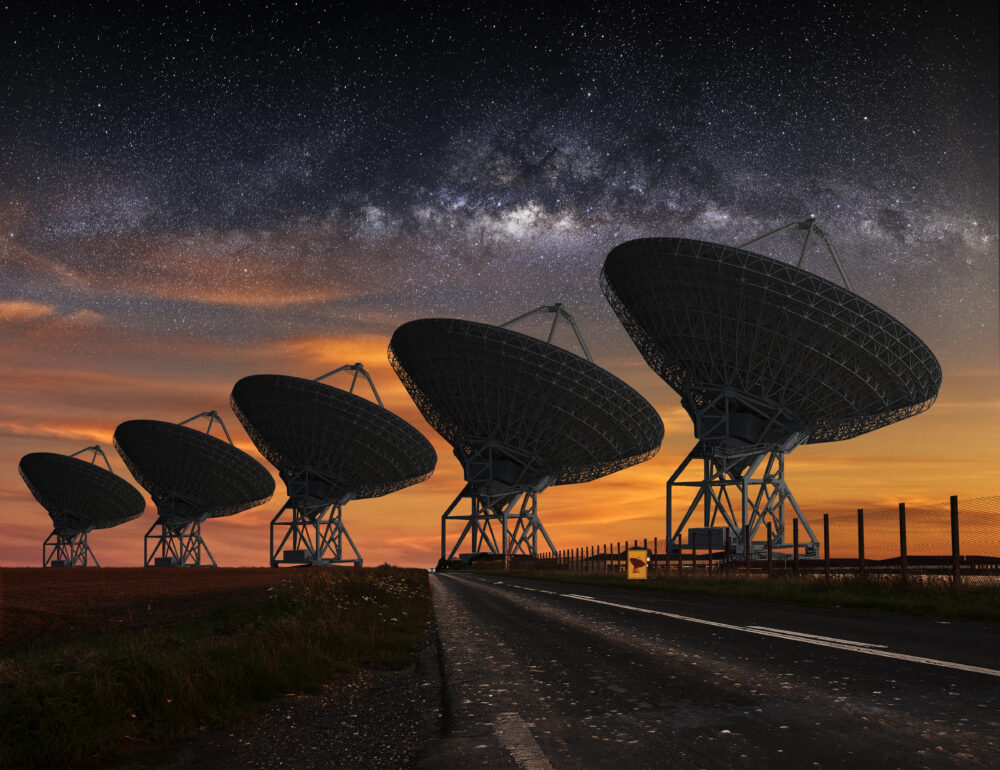 Radio Telescope view at night